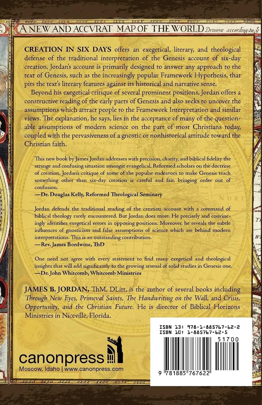 Rückseite: 9781885767622 | Creation in Six Days | James B. Jordan | Taschenbuch | Englisch | 1999