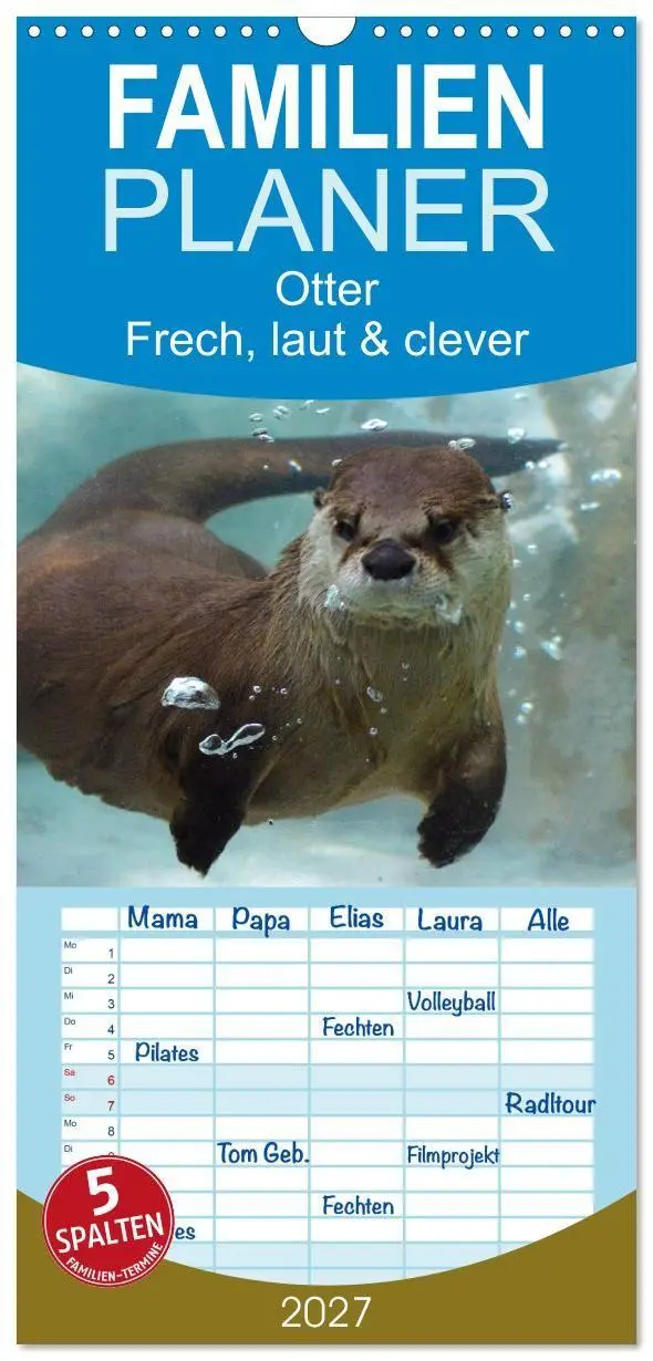 Cover: 9783594337622 | Familienplaner 2027 - Otter. Frech, laut und clever mit 5 Spalten...