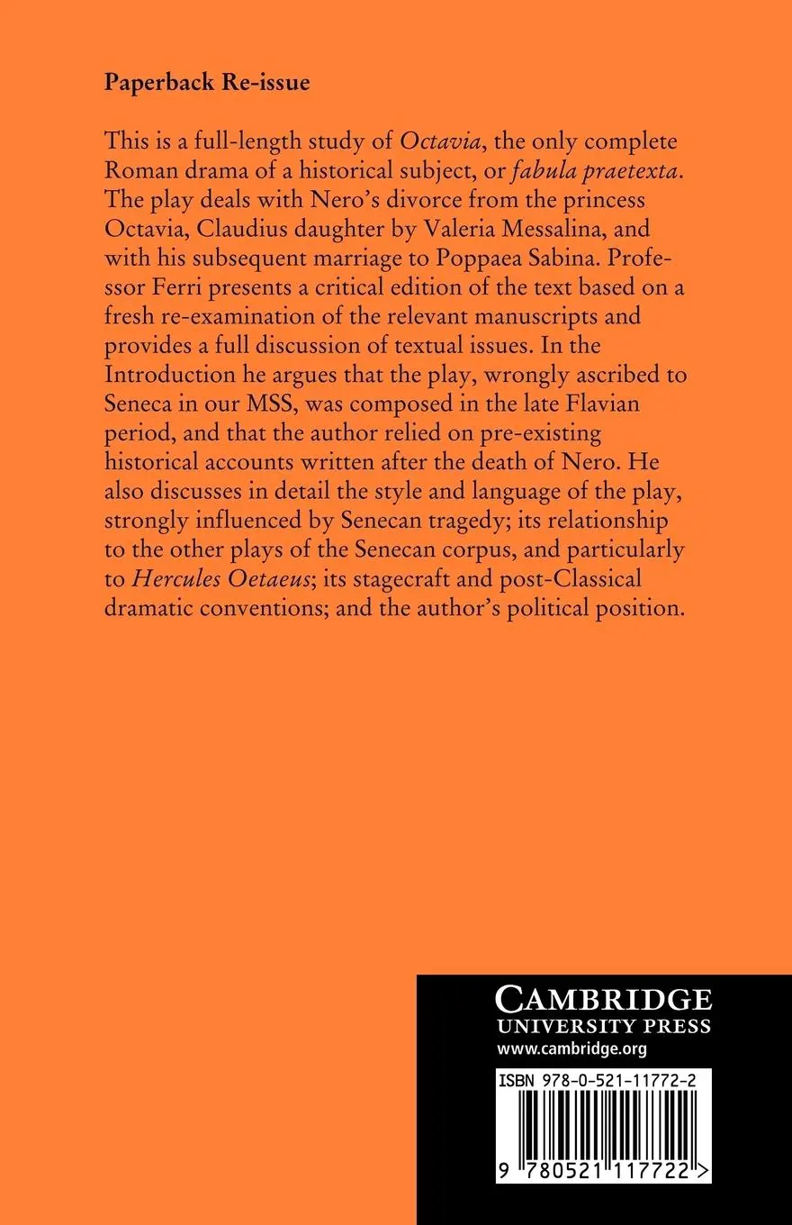 Rückseite: 9780521117722 | Octavia | A Play Attributed to Seneca | Rolando Ferri (u. a.) | Buch
