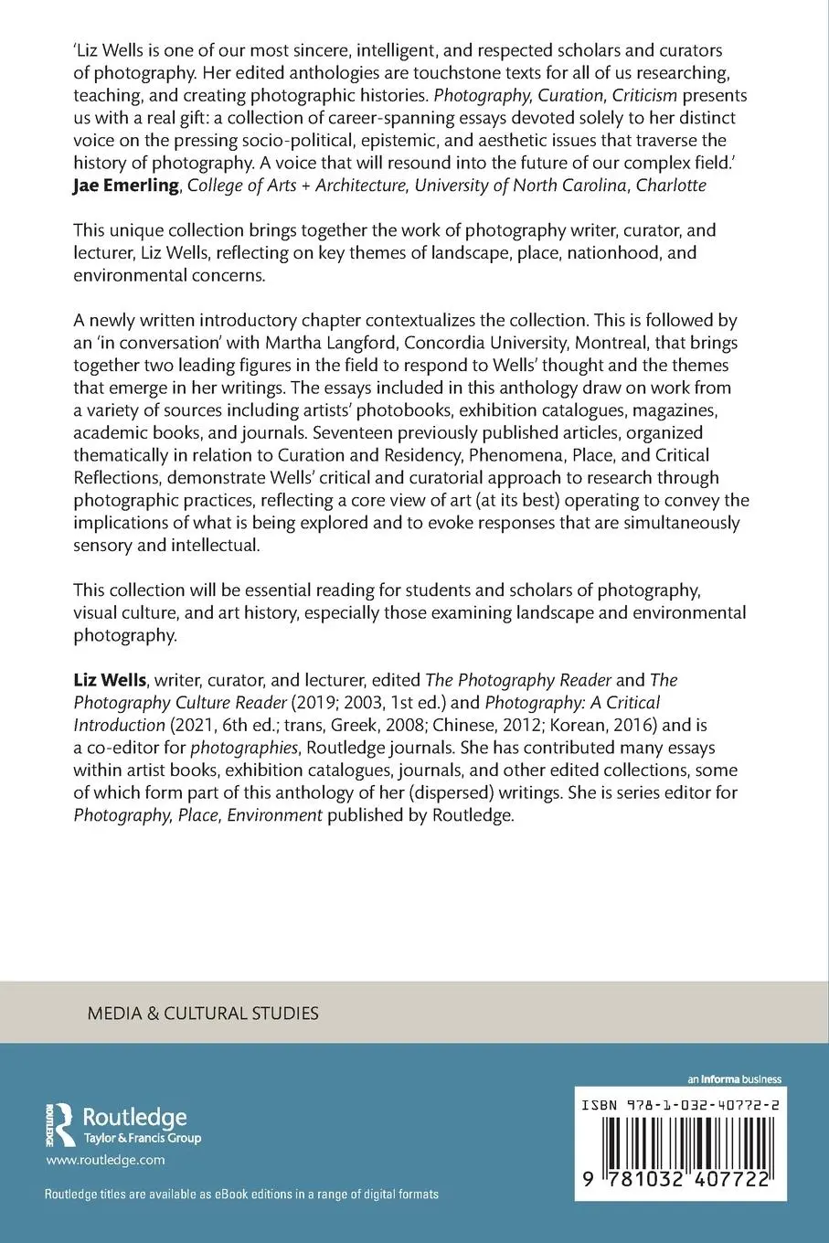 Rückseite: 9781032407722 | Photography, Curation, Criticism | An Anthology | Liz Wells | Buch