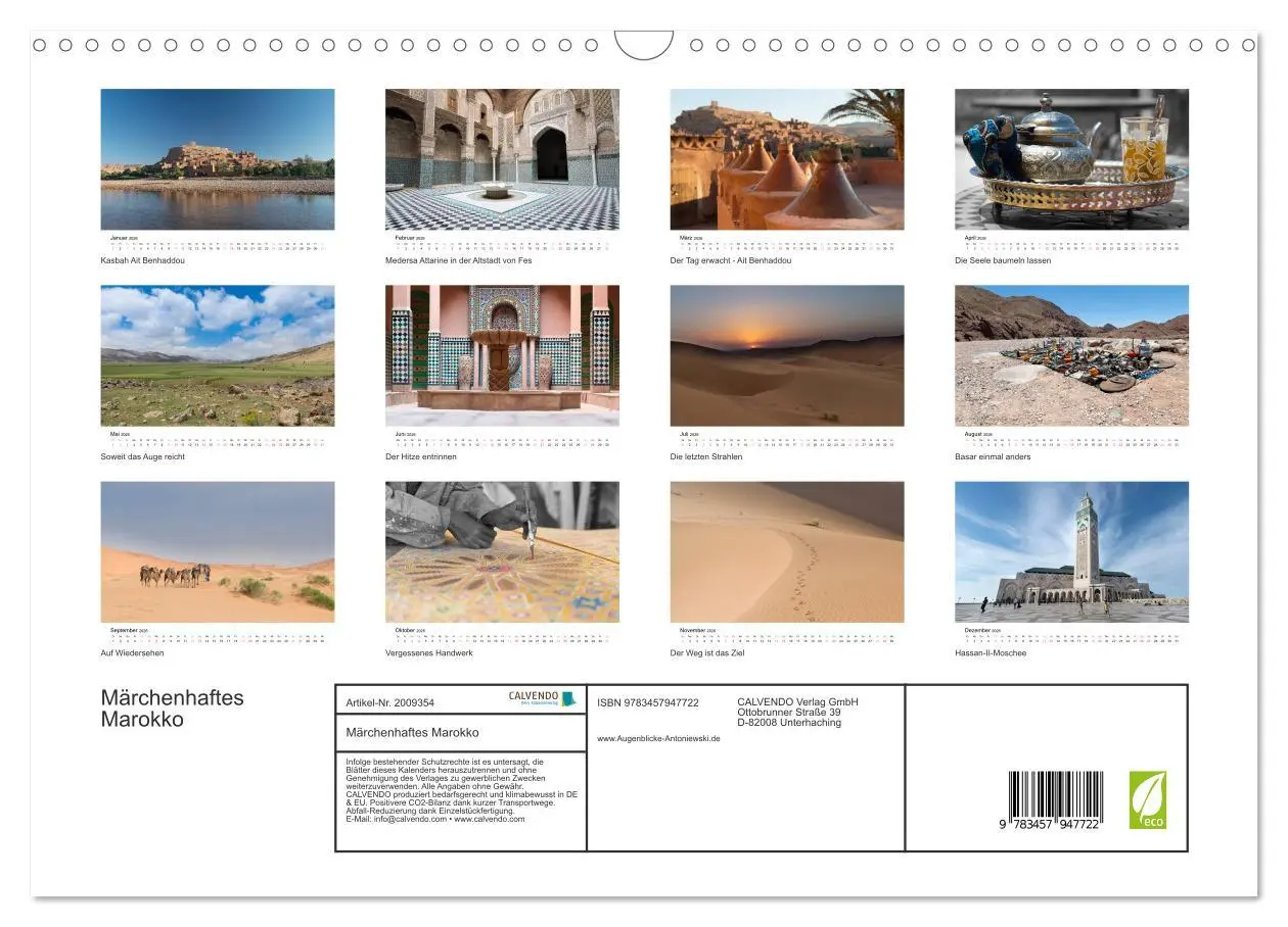 Bild: 9783457947722 | Märchenhaftes Marokko (Wandkalender 2026 DIN A3 quer), CALVENDO...