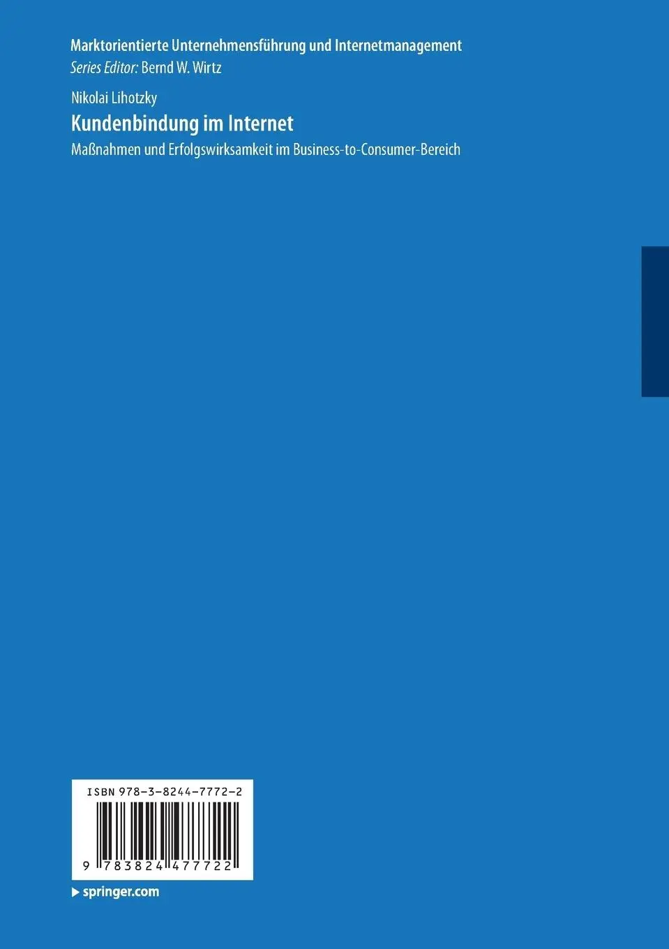 Rückseite: 9783824477722 | Kundenbindung im Internet | Nikolai Lihotzky | Taschenbuch | xviii