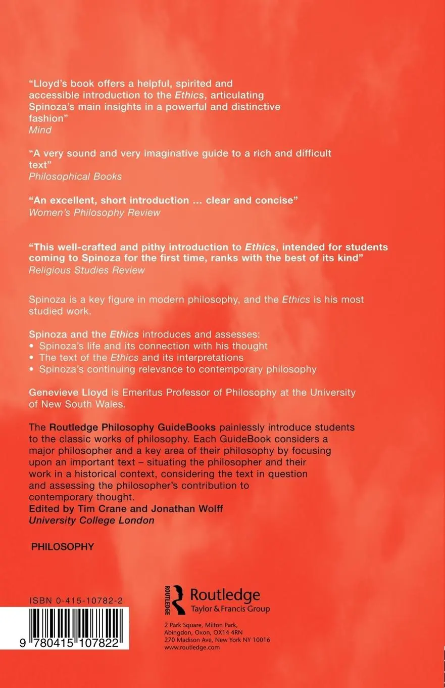 Rückseite: 9780415107822 | Routledge Philosophy GuideBook to Spinoza and the Ethics | Lloyd