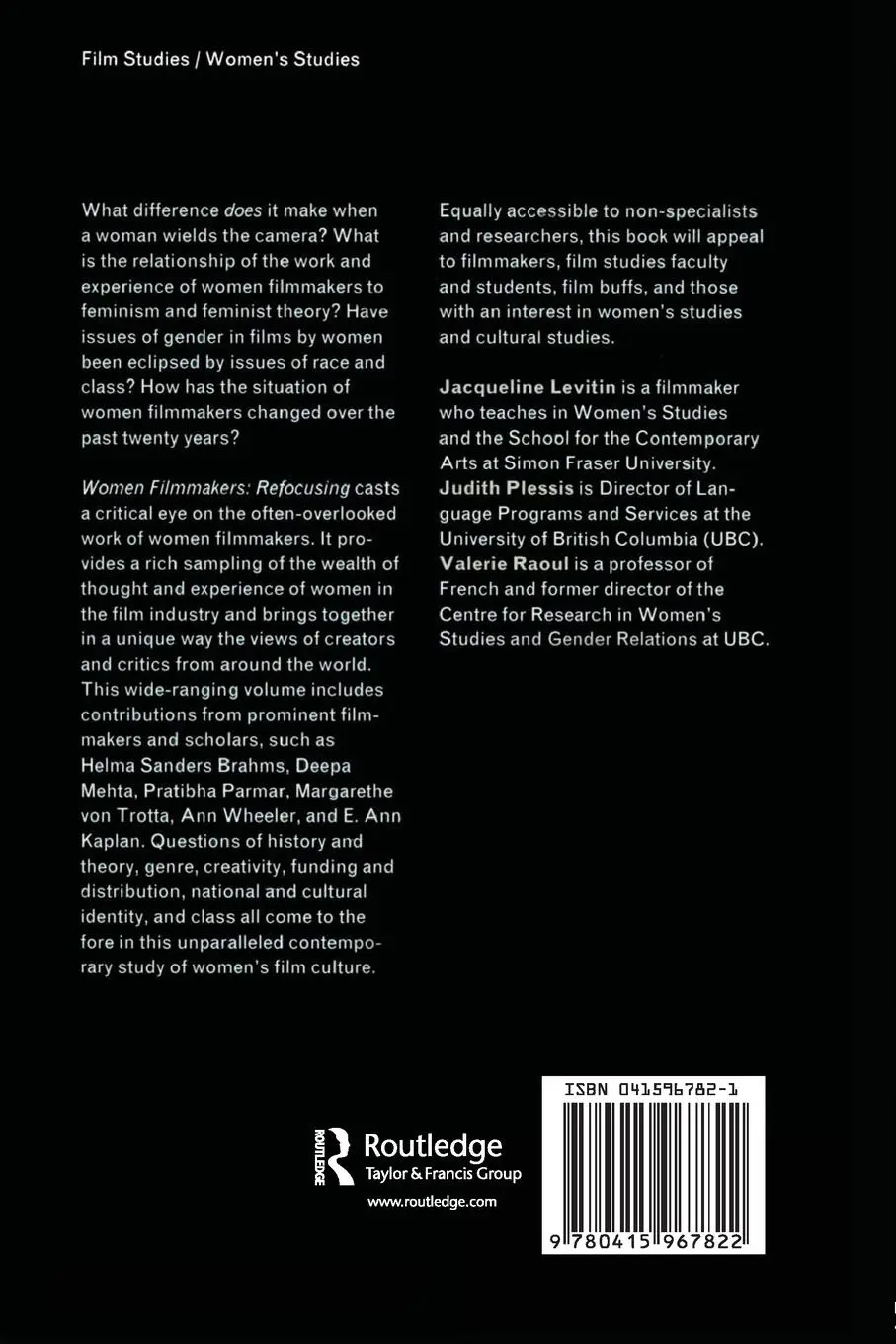 Rückseite: 9780415967822 | Women Filmmakers | Refocusing | Jacqueline Levitin (u. a.) | Buch