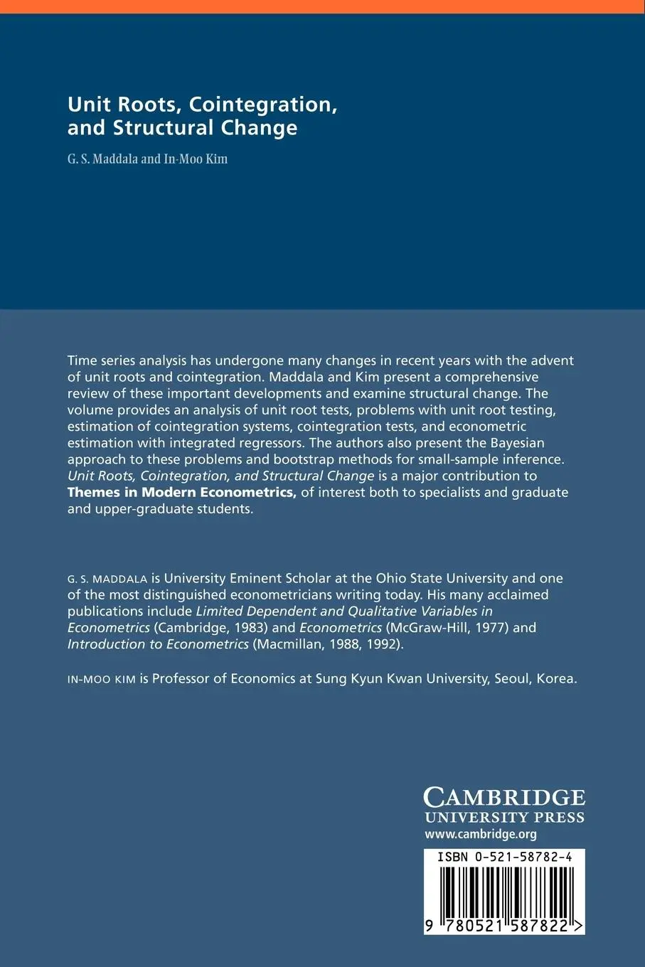 Rückseite: 9780521587822 | Unit Roots, Cointegration and Structural Change | Maddala (u. a.)