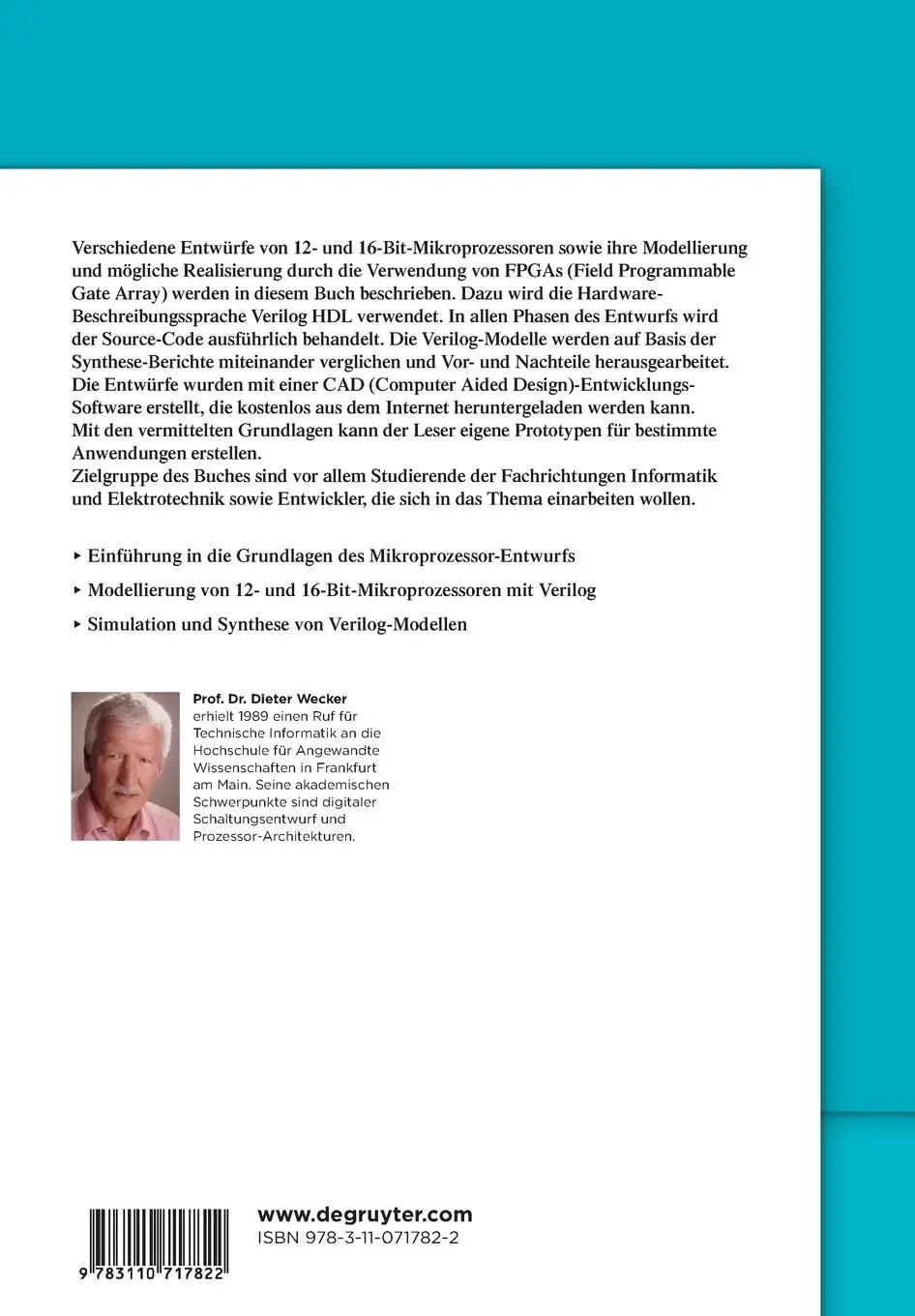 Rückseite: 9783110717822 | Prozessorentwurf mit Verilog HDL | Dieter Wecker | Taschenbuch | X