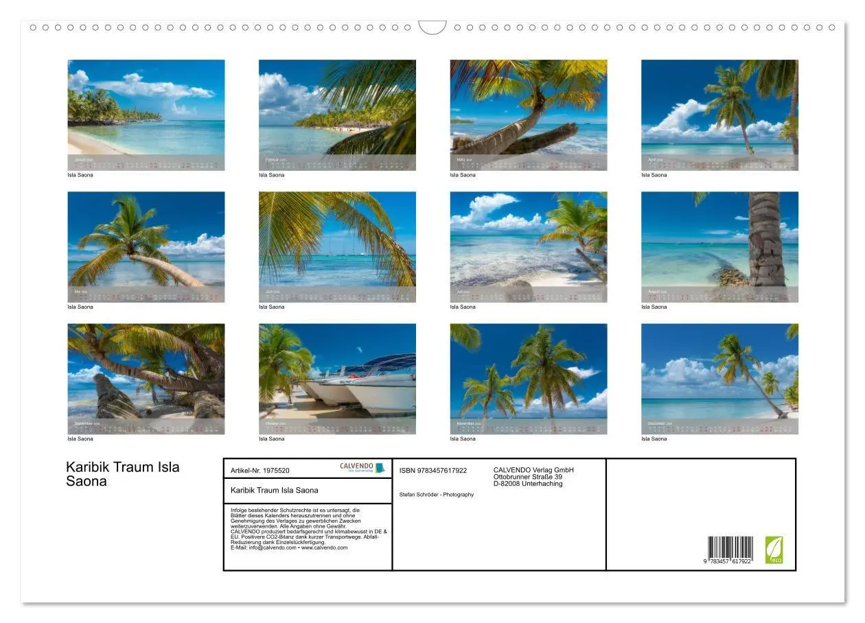 Bild: 9783457617922 | Karibik Traum Isla Saona (Wandkalender 2026 DIN A2 quer), CALVENDO...