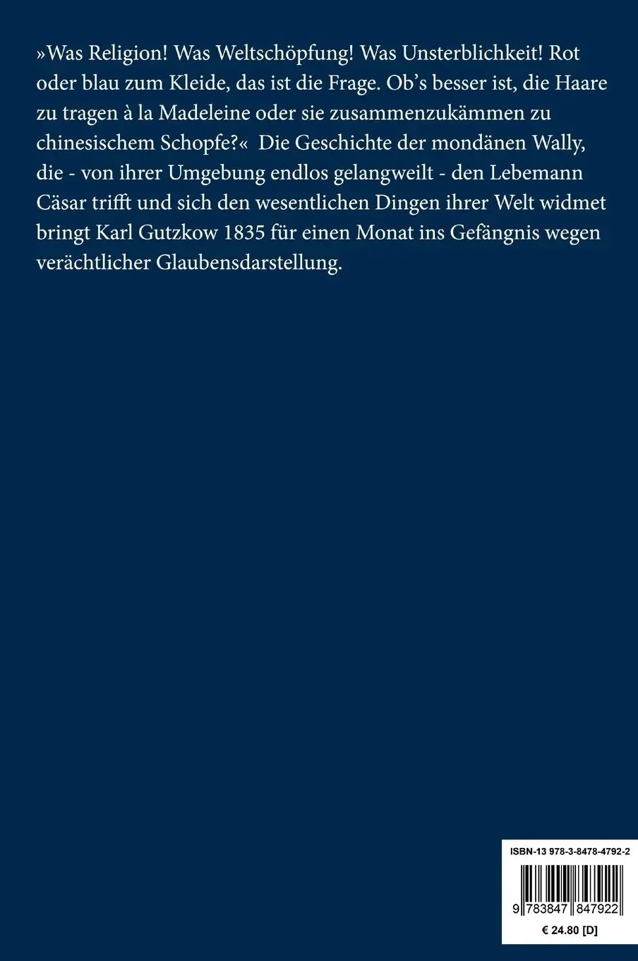 Rückseite: 9783847847922 | Wally, die Zweiflerin (Großdruck) | Roman | Karl Gutzkow | Buch | 2020