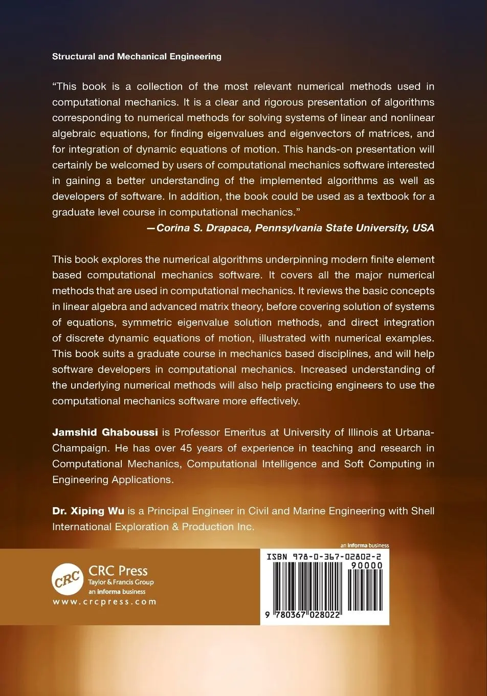 Rückseite: 9780367028022 | Numerical Methods in Computational Mechanics | Ghaboussi (u. a.)