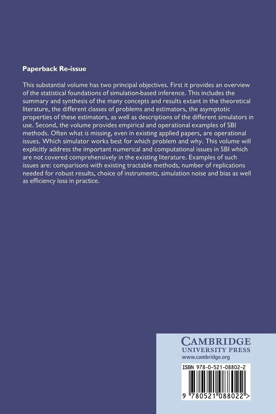 Rückseite: 9780521088022 | Simulation-Based Inference in Econometrics | Methods and Applications