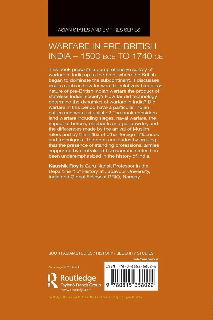Rückseite: 9780815358022 | Warfare in Pre-British India - 1500BCE to 1740CE | Kaushik Roy | Buch