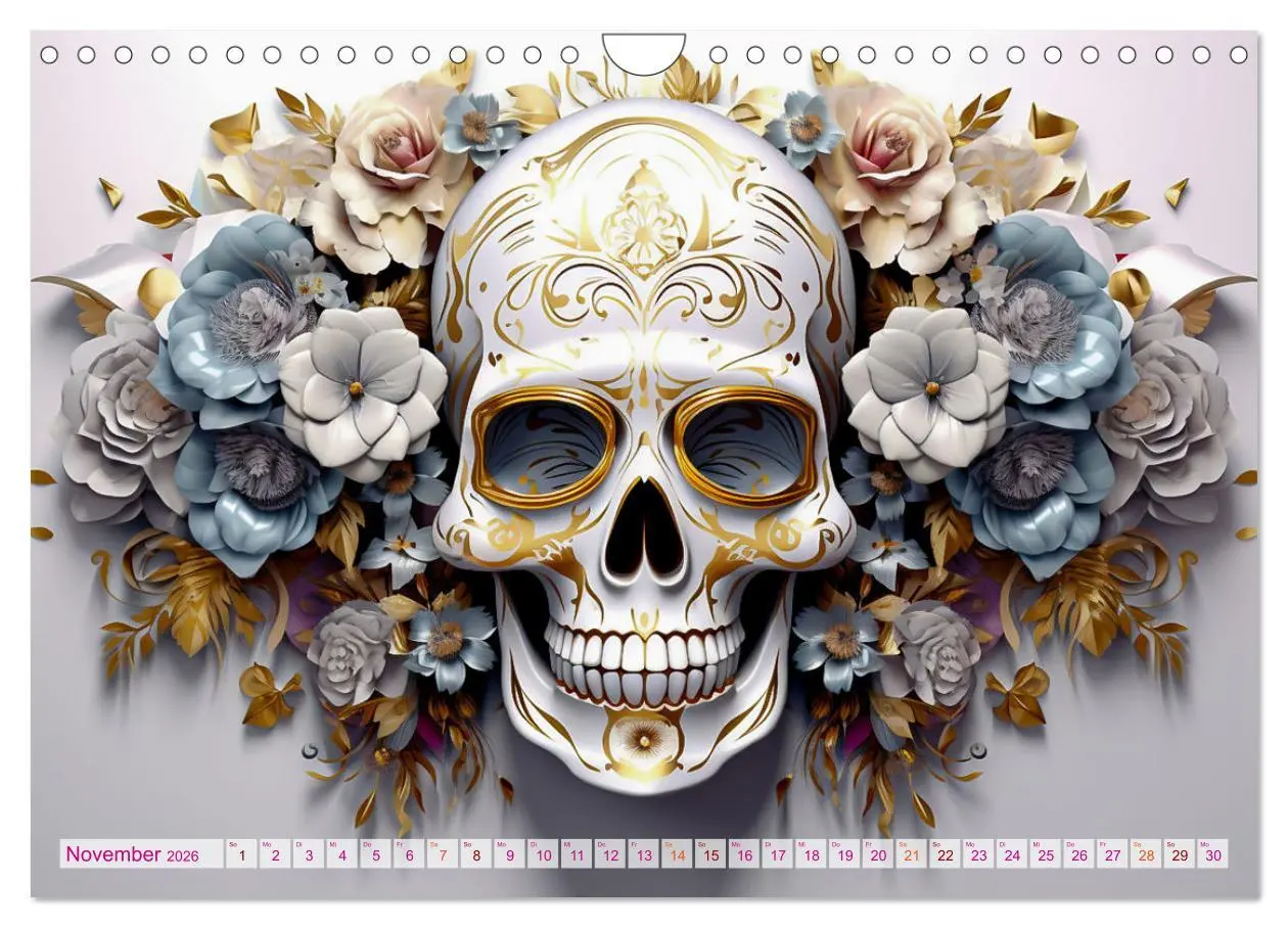 Bild: 9783457368022 | Skull Flower - Totenkopf ART (Wandkalender 2026 DIN A4 quer),...