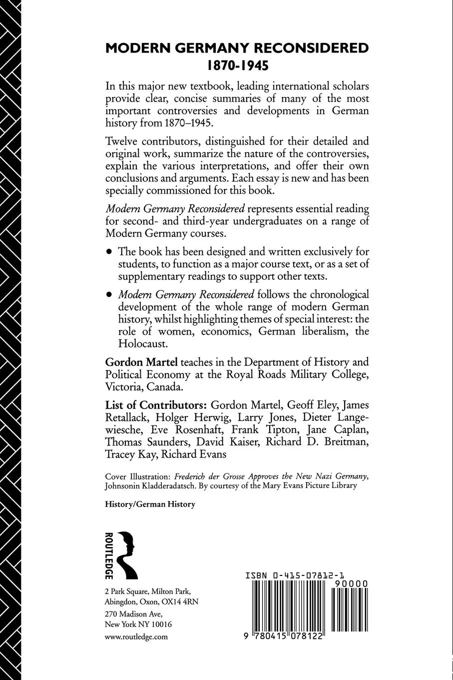 Rückseite: 9780415078122 | Modern Germany Reconsidered | 1870-1945 | Gordon Martel | Taschenbuch