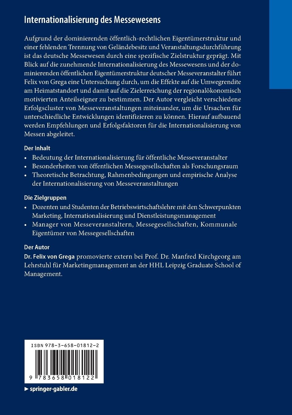 Rückseite: 9783658018122 | Internationalisierung des Messewesens | Felix Grega | Taschenbuch | xx