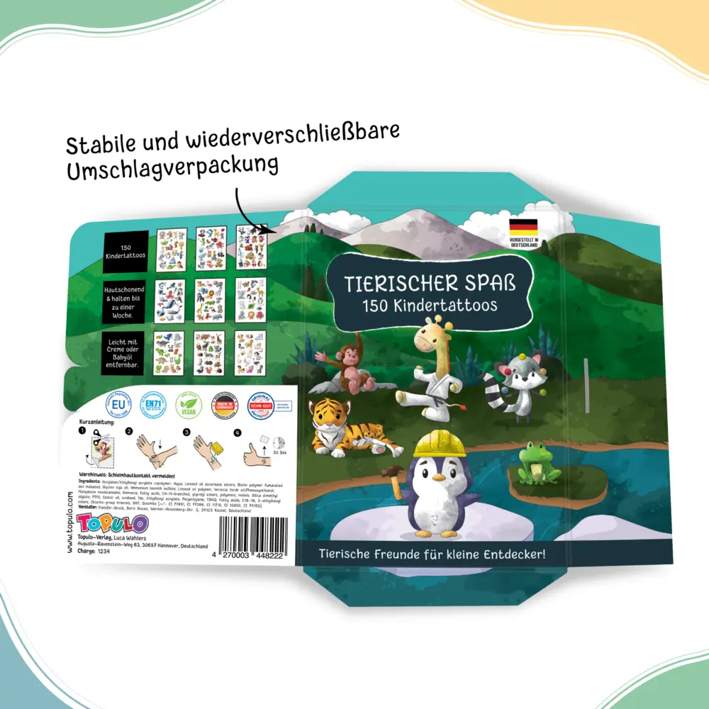 Bild: 4270003448222 | 150 hautfreundliche Kindertattoos - Thema: Tierischer Spaß | Deutsch