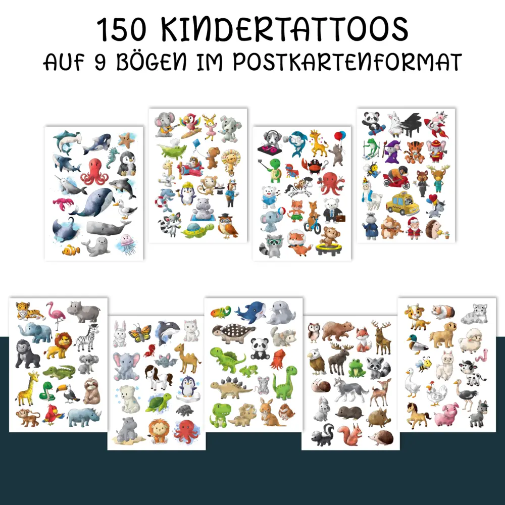 Bild: 4270003448222 | 150 hautfreundliche Kindertattoos - Thema: Tierischer Spaß | Deutsch