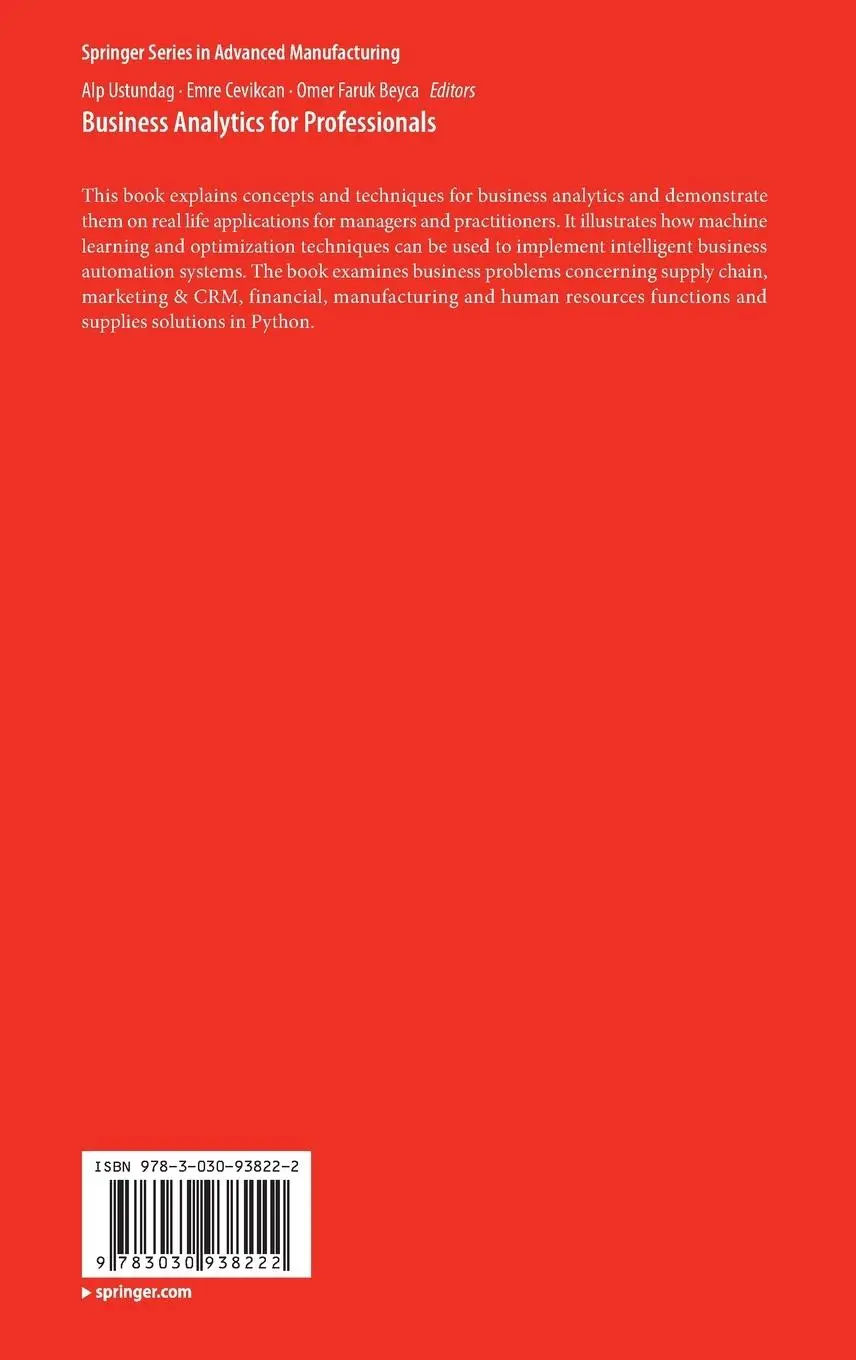 Rückseite: 9783030938222 | Business Analytics for Professionals | Alp Ustundag (u. a.) | Buch