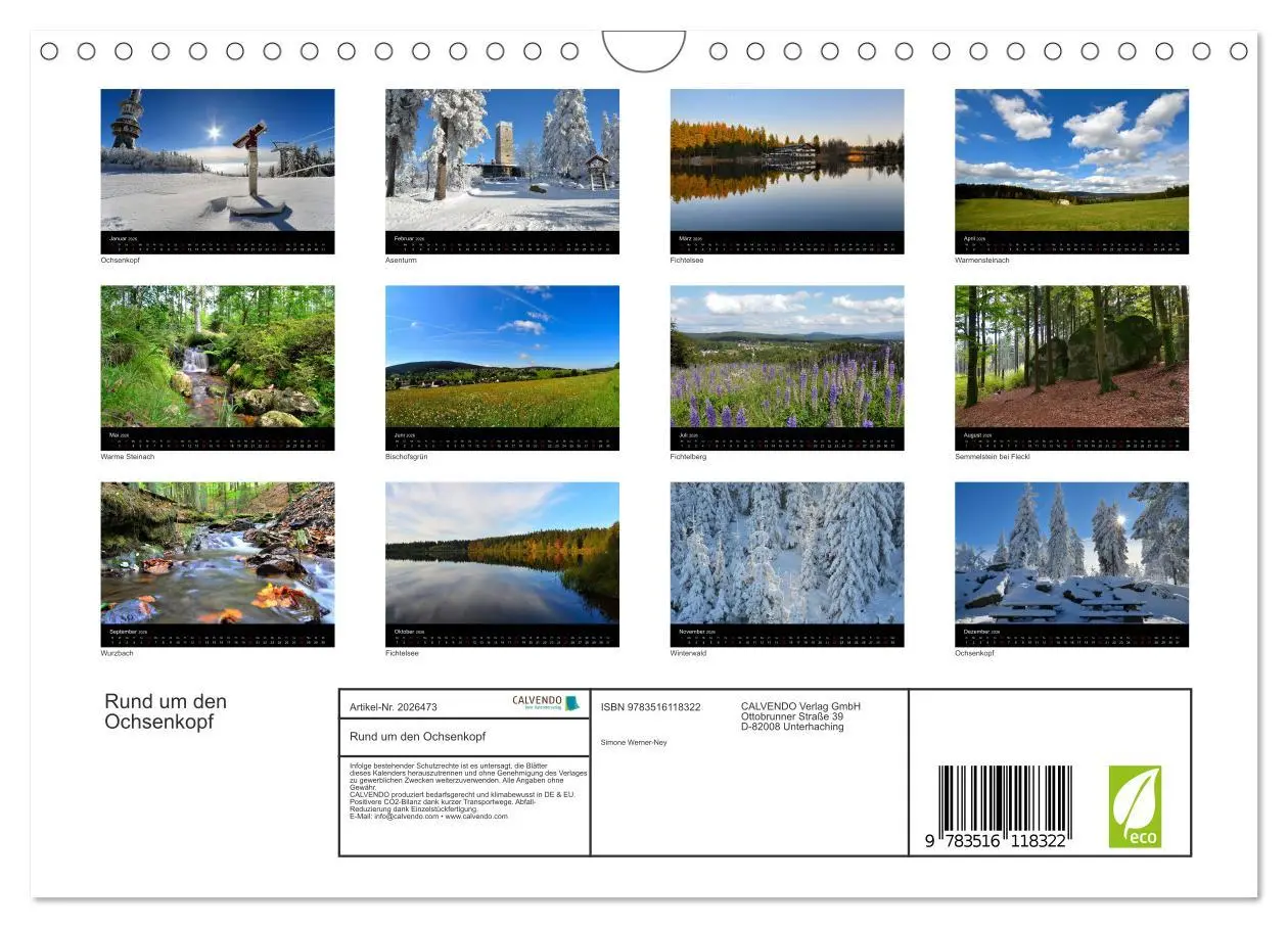 Bild: 9783516118322 | Rund um den Ochsenkopf (Wandkalender 2026 DIN A4 quer), CALVENDO...