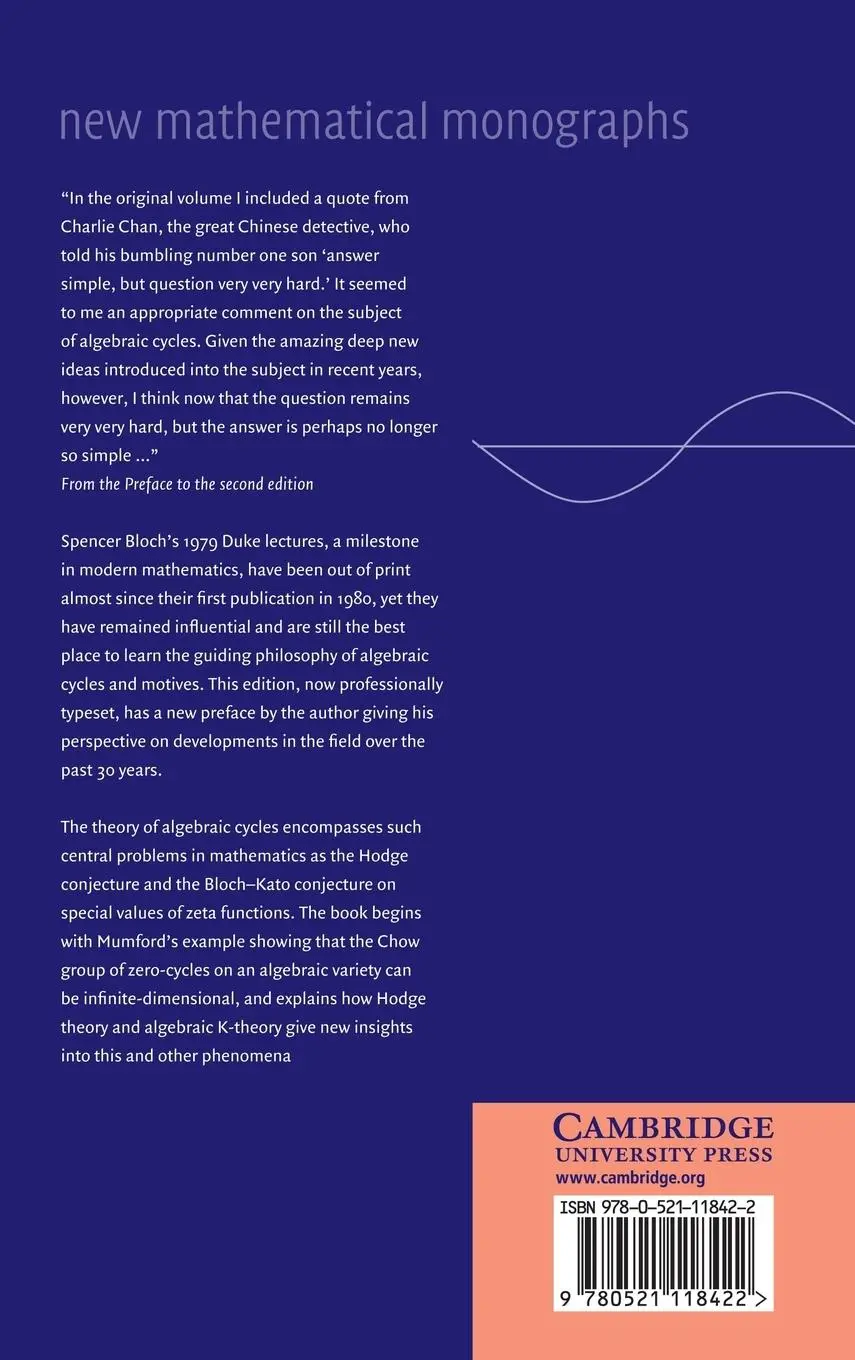 Rückseite: 9780521118422 | Lectures on Algebraic Cycles | Spencer Bloch | Buch | Englisch | 2014
