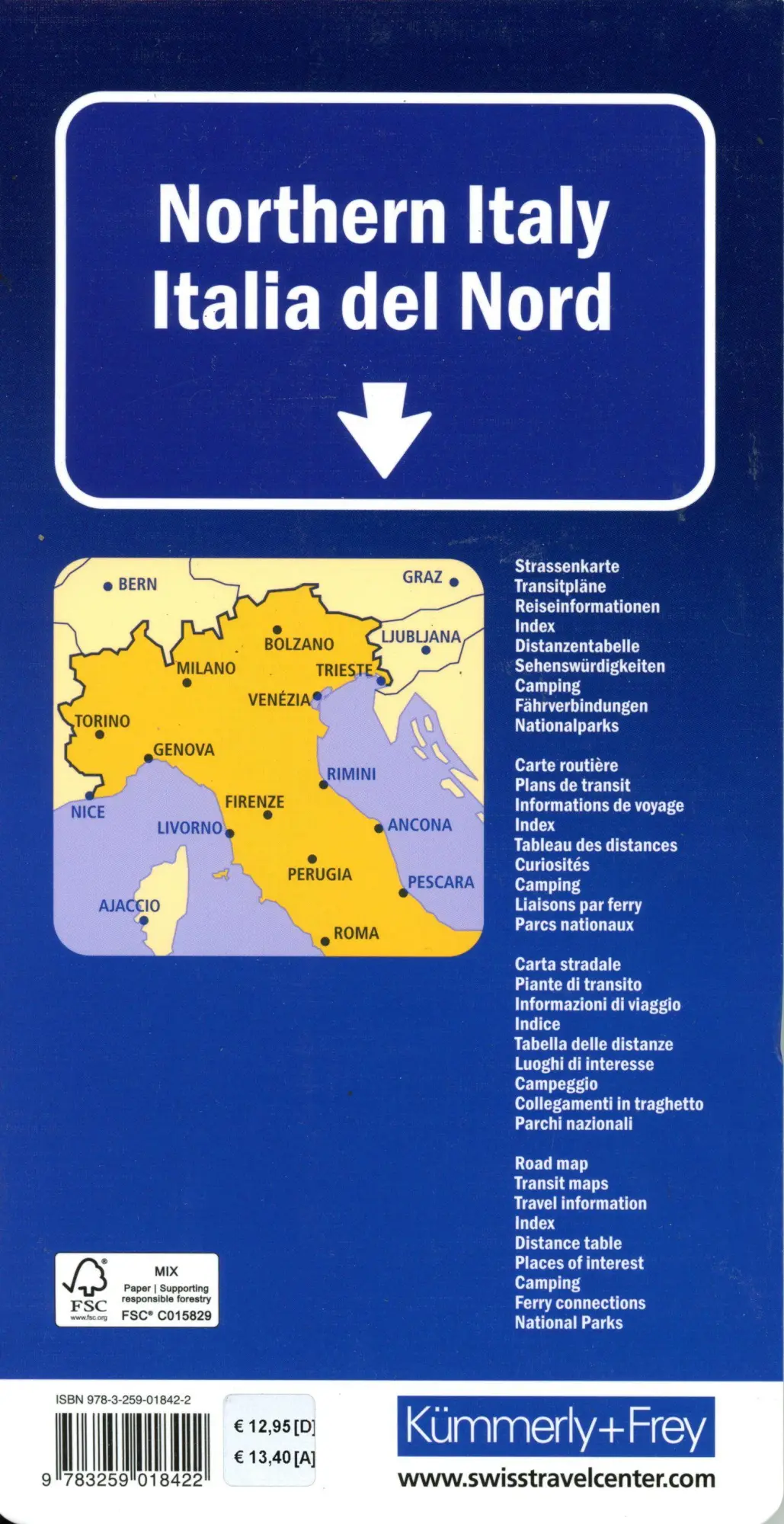 Bild: 9783259018422 | Kümmerly+Frey Strassenkarte Italien Nord 1:650.000 | AG | (Land-)Karte
