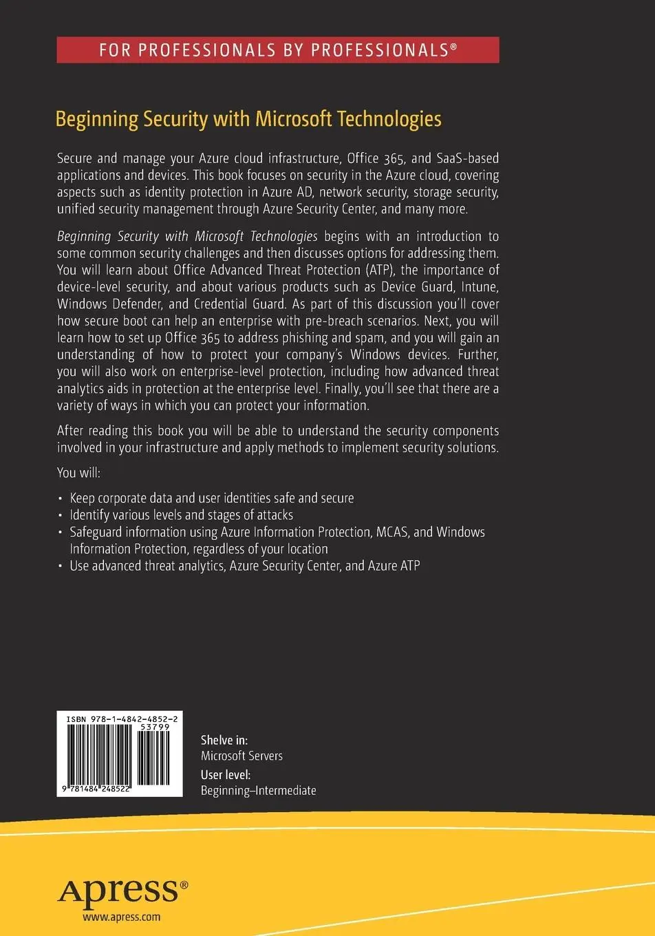 Rückseite: 9781484248522 | Beginning Security with Microsoft Technologies | Vasantha Lakshmi | xv