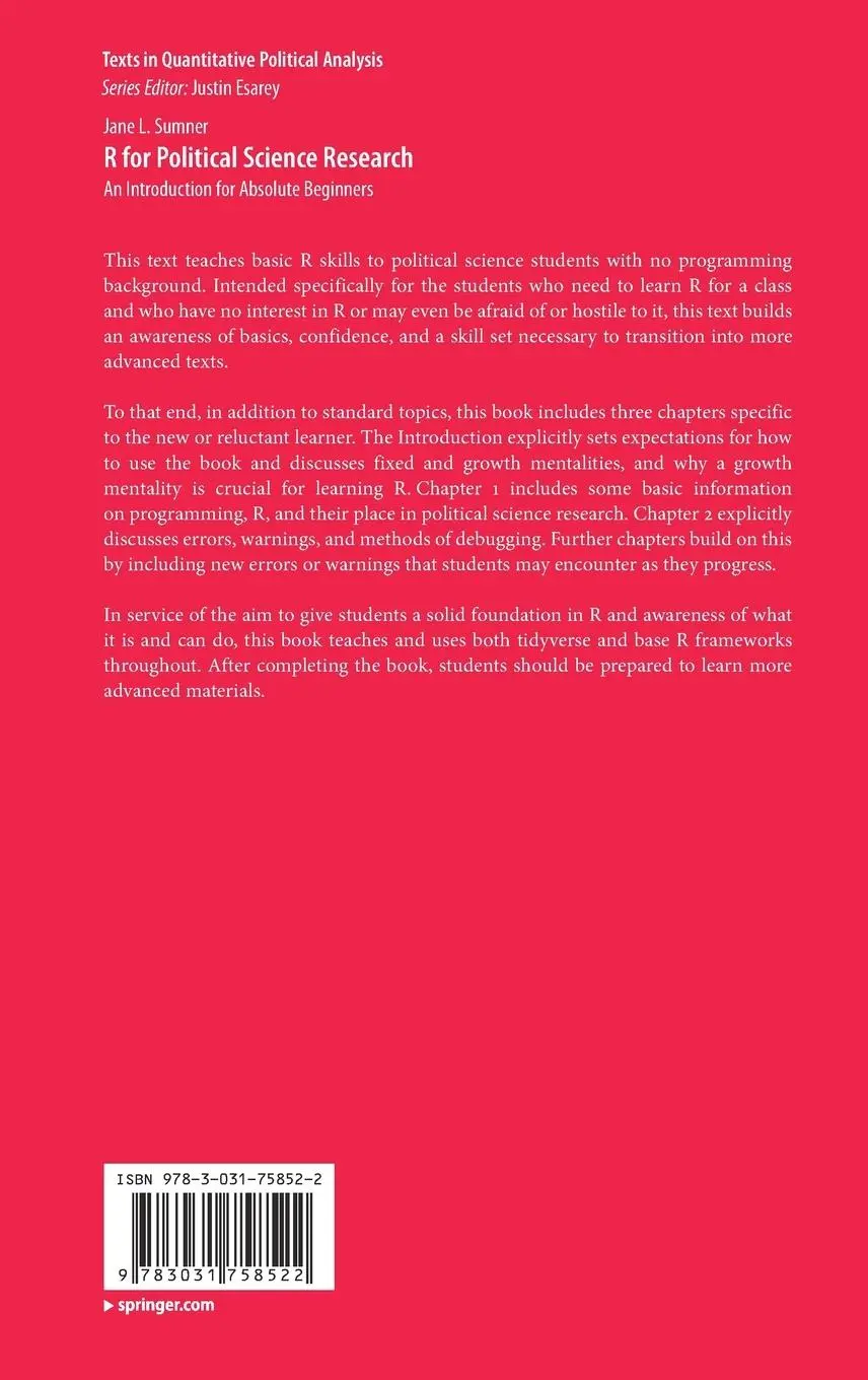 Rückseite: 9783031758522 | R for Political Science Research | Jane L. Sumner | Buch | xvii | 2025