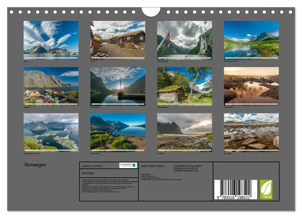 Bild: 9783516198522 | Norwegen (Wandkalender 2026 DIN A4 quer), CALVENDO Monatskalender
