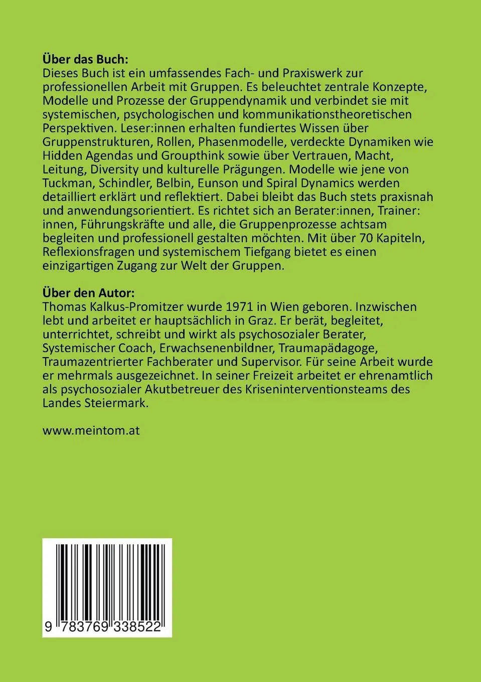 Rückseite: 9783769338522 | Einführung in die Gruppendynamik | Thomas Kalkus-Promitzer | Buch