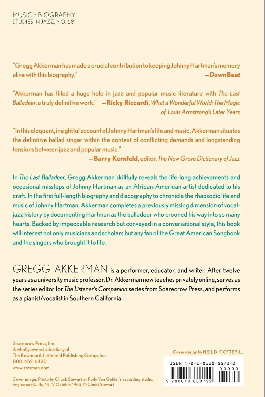 Rückseite: 9780810888722 | The Last Balladeer | The Johnny Hartman Story | Gregg Akkerman | Buch