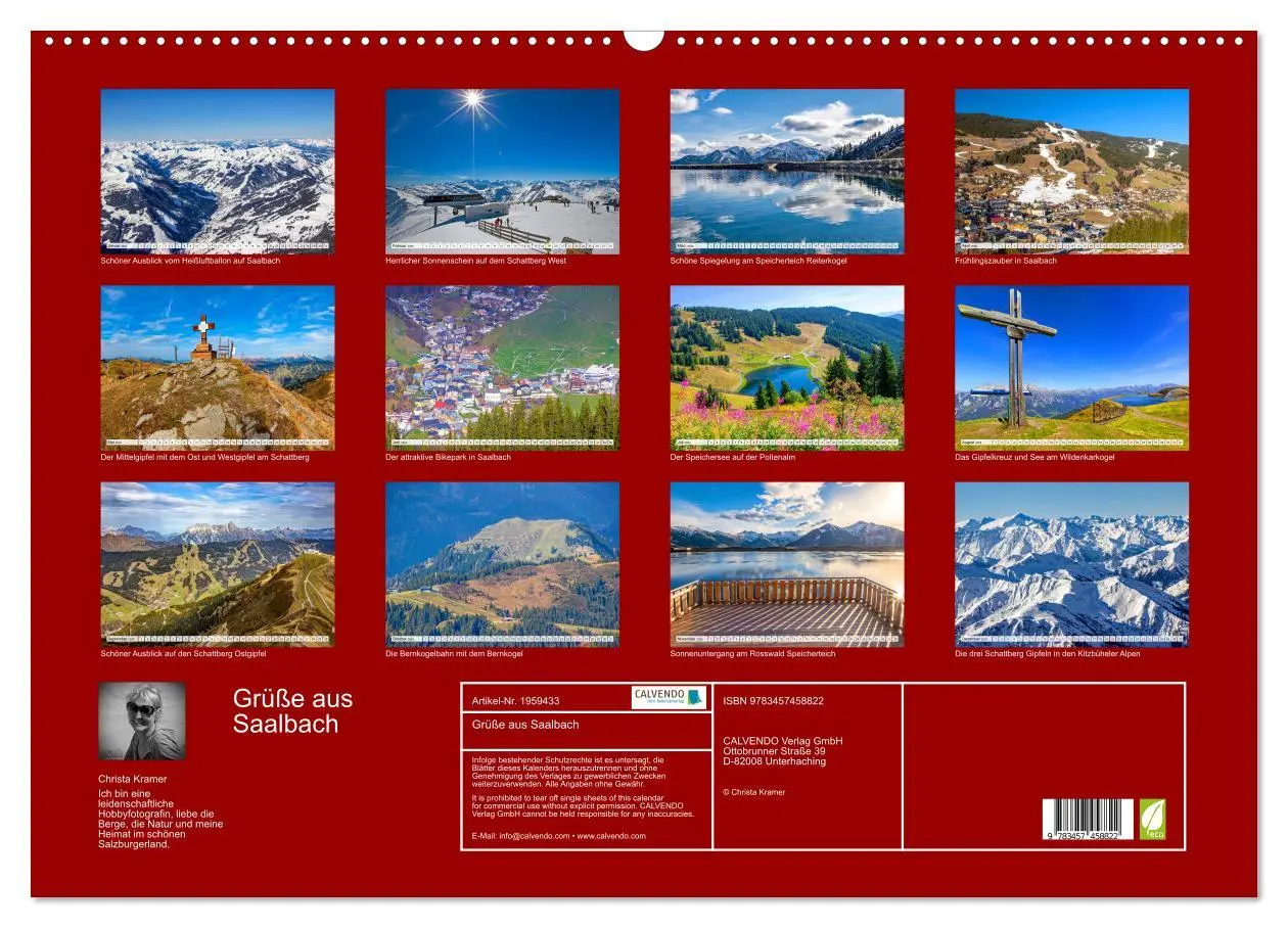 Bild: 9783457458822 | Grüße aus Saalbach (Wandkalender 2026 DIN A2 quer), CALVENDO...