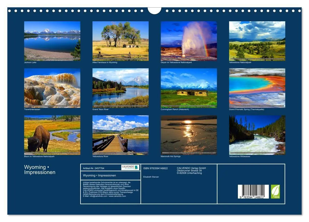 Bild: 9783594148822 | Wyoming ¿ Impressionen (Wandkalender 2027 DIN A3 quer), CALVENDO...