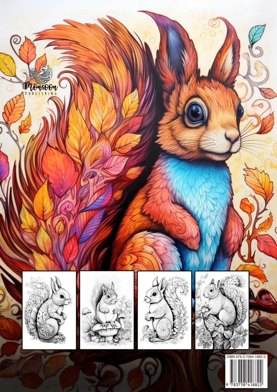 Rückseite: 9783758418822 | Autumn Squirrels Coloring Book for Adults | Monsoon Publishing | Buch