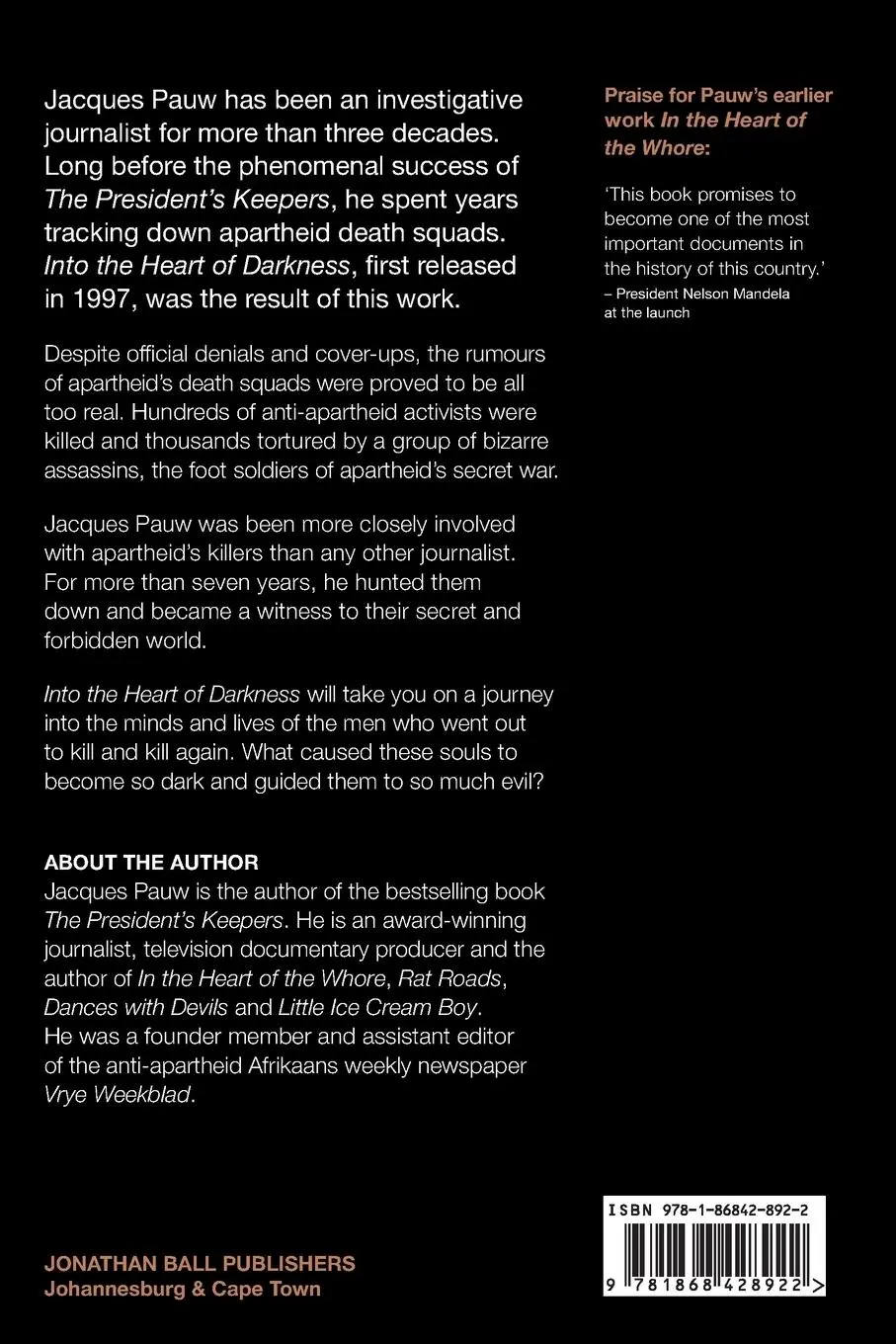 Rückseite: 9781868428922 | INTO THE HEART OF DARKNESS | Confessions of Apartheid's Assassins