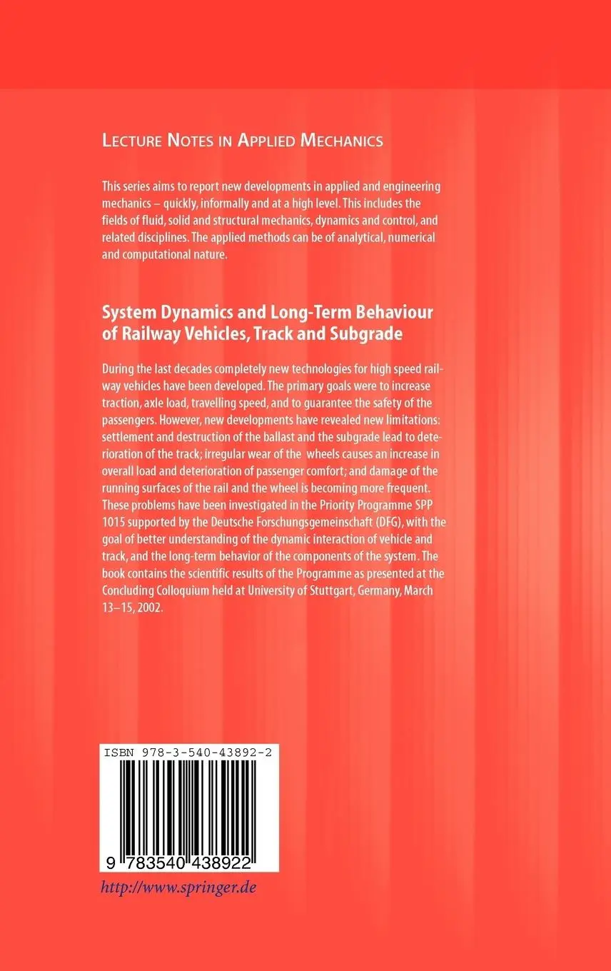 Rückseite: 9783540438922 | System Dynamics and Long-Term Behaviour of Railway Vehicles, Track...