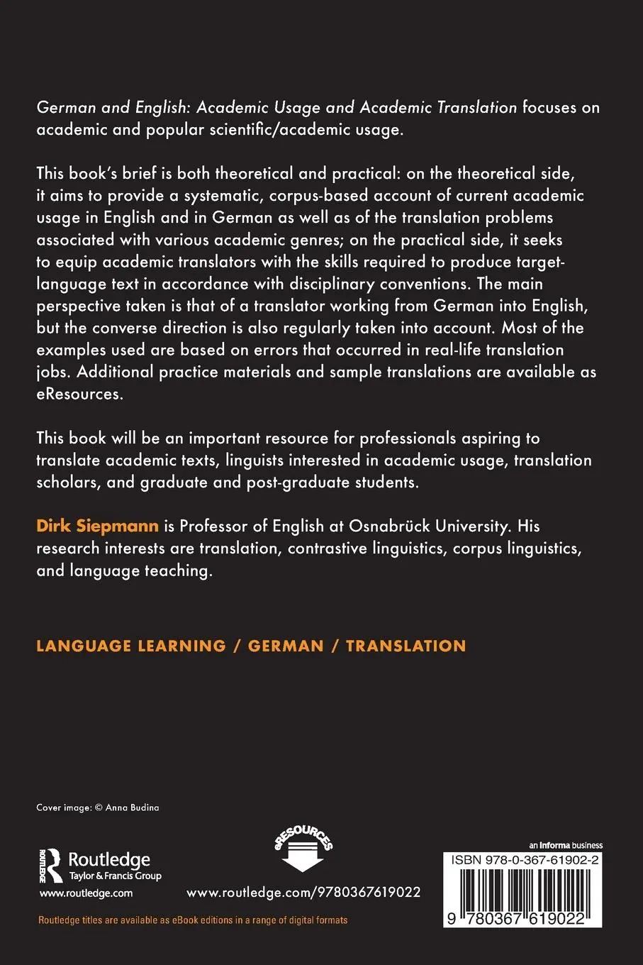 Rückseite: 9780367619022 | German and English | Academic Usage and Academic Translation | Buch