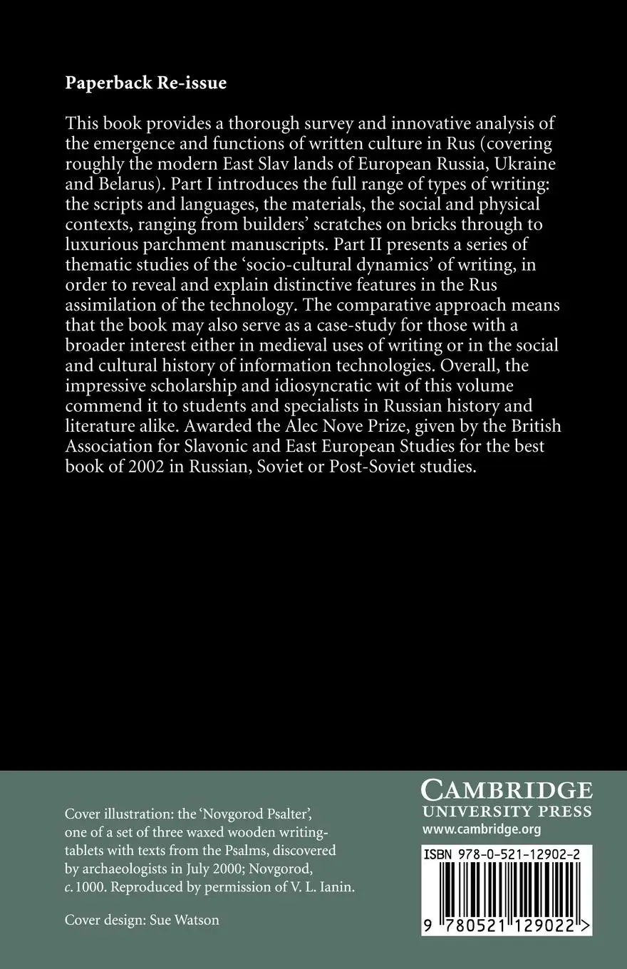 Rückseite: 9780521129022 | Writing, Society and Culture in Early Rus, C.950 1300 | Taschenbuch