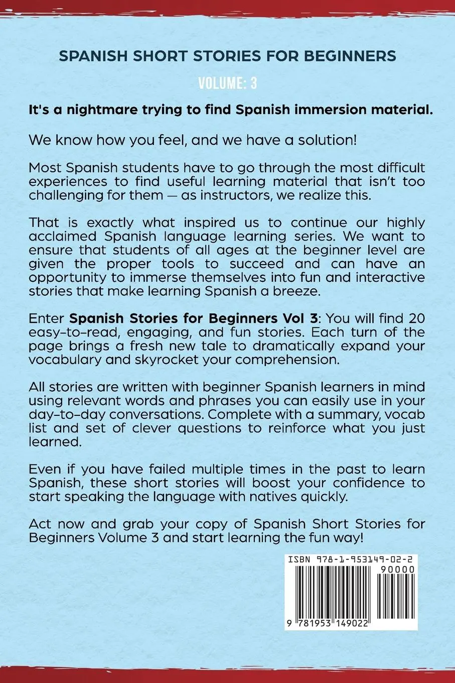 Rückseite: 9781953149022 | Spanish Short Stories for Beginners | Touri Language Learning | Buch