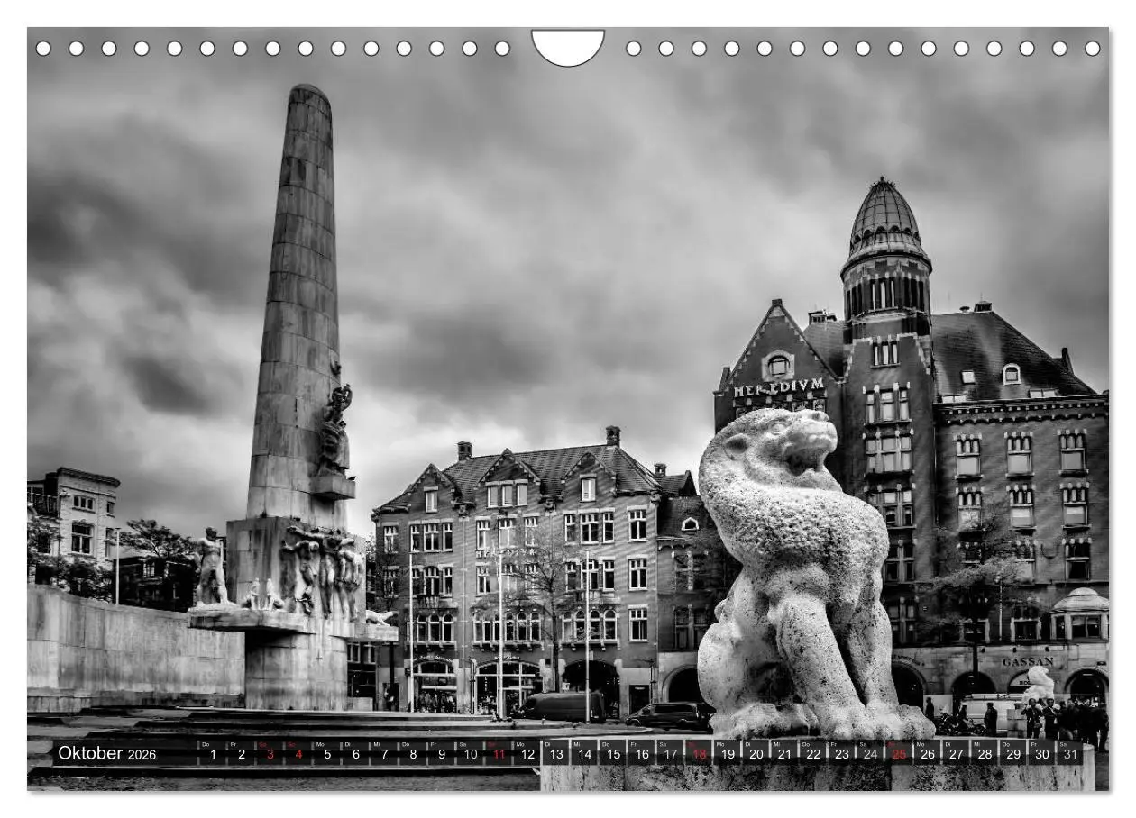 Bild: 9783516039122 | AMSTERDAM Stadtherz in Monochrom (Wandkalender 2026 DIN A4 quer),...