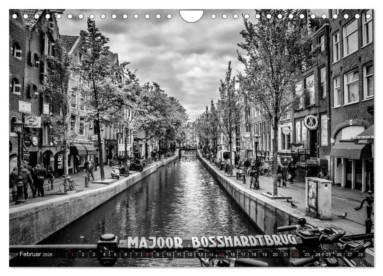 Bild: 9783516039122 | AMSTERDAM Stadtherz in Monochrom (Wandkalender 2026 DIN A4 quer),...