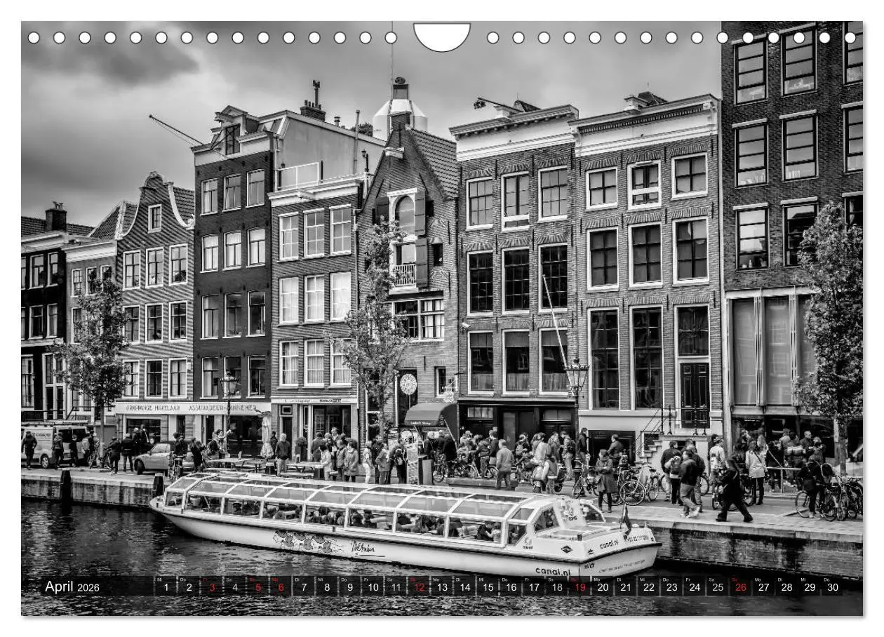 Bild: 9783516039122 | AMSTERDAM Stadtherz in Monochrom (Wandkalender 2026 DIN A4 quer),...