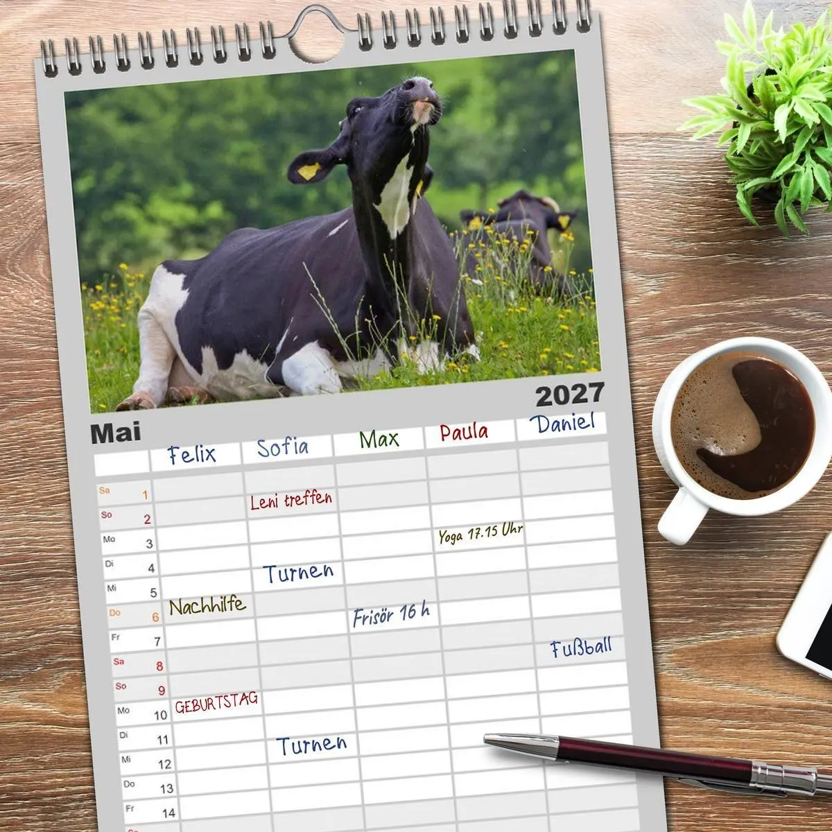 Bild: 9783594329122 | Familienplaner 2027 - Kuh und Co. mit 5 Spalten (Wandkalender, 21 x...