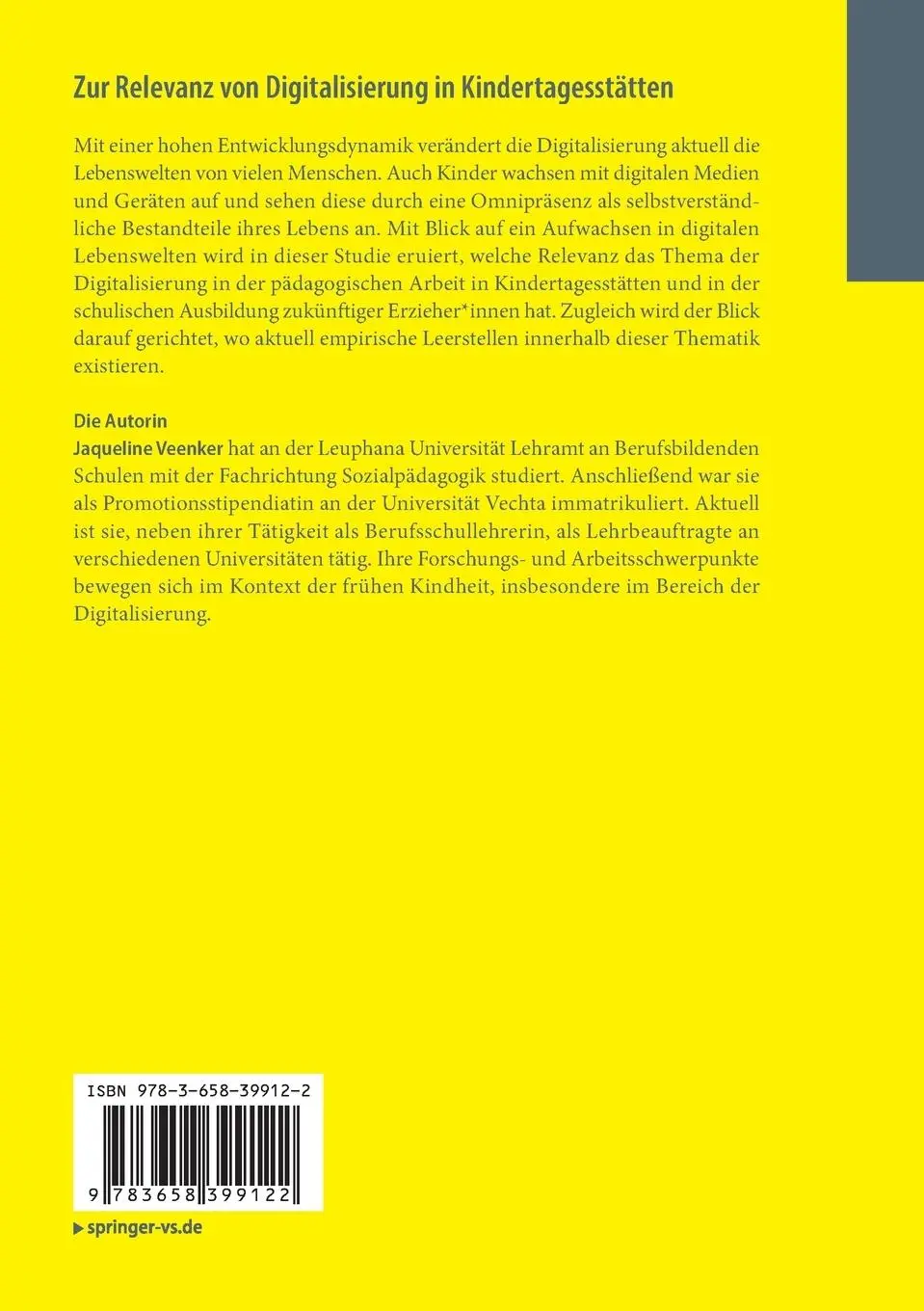 Rückseite: 9783658399122 | Zur Relevanz von Digitalisierung in Kindertagesstätten | Veenker