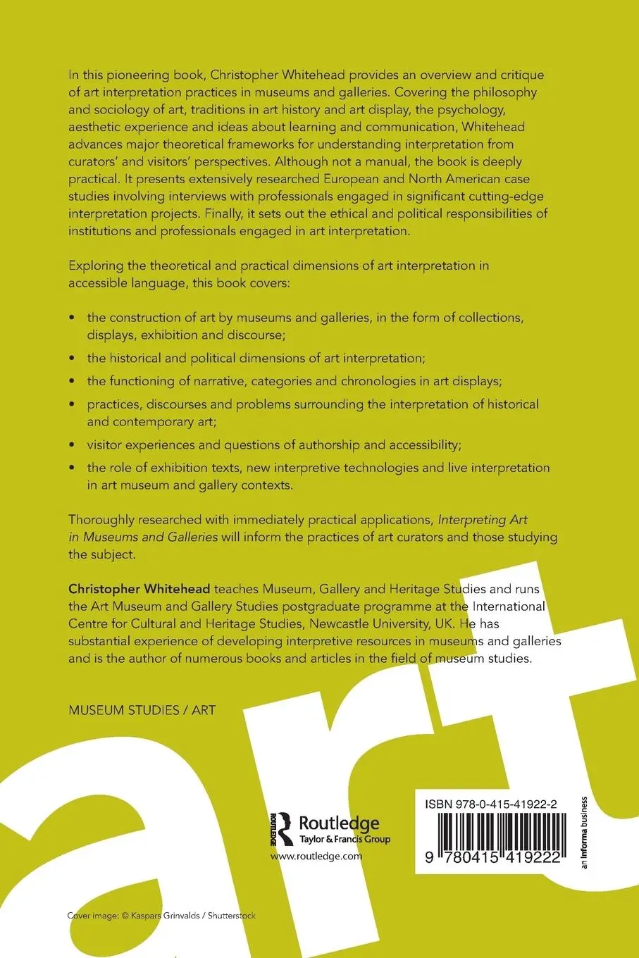 Rückseite: 9780415419222 | Interpreting Art in Museums and Galleries | Christopher Whitehead
