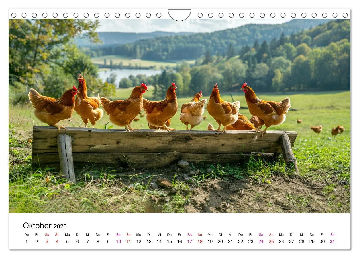 Bild: 9783457319222 | Hühner Federvieh (Wandkalender 2026 DIN A4 quer), CALVENDO...