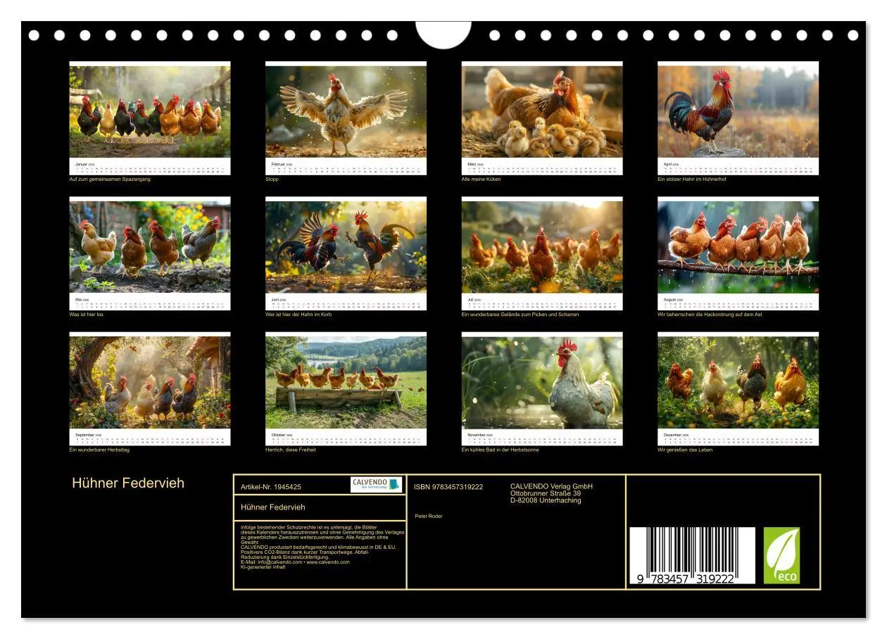 Bild: 9783457319222 | Hühner Federvieh (Wandkalender 2026 DIN A4 quer), CALVENDO...
