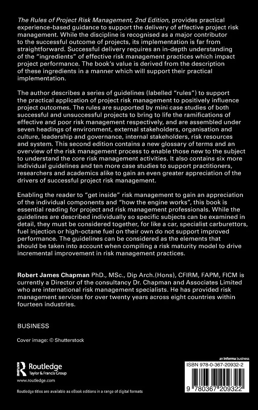 Rückseite: 9780367209322 | The Rules of Project Risk Management | Robert James Chapman | Buch