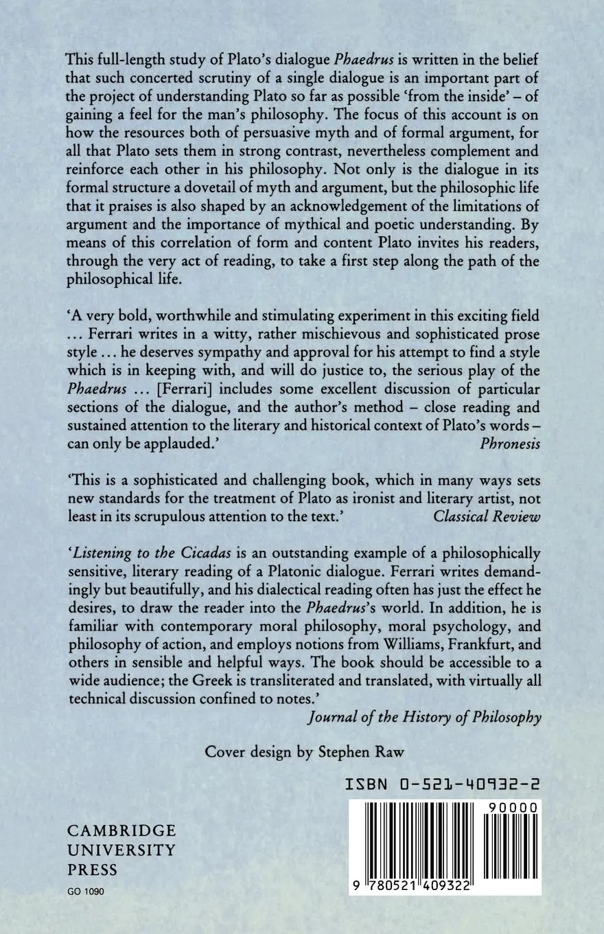 Rückseite: 9780521409322 | Listening to the Cicadas | A Study of Plato's Phaedrus | Taschenbuch