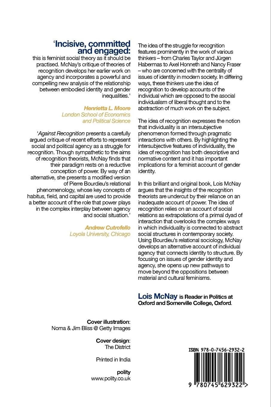 Rückseite: 9780745629322 | Against Recognition | Lois Mcnay | Taschenbuch | Englisch | 2008