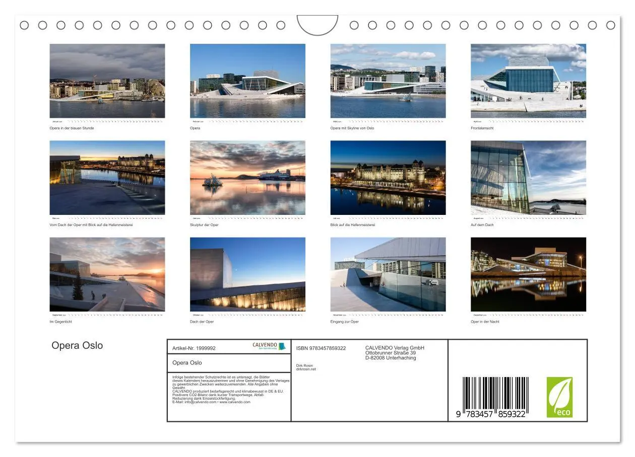 Bild: 9783457859322 | Opera Oslo (Wandkalender 2026 DIN A4 quer), CALVENDO Monatskalender