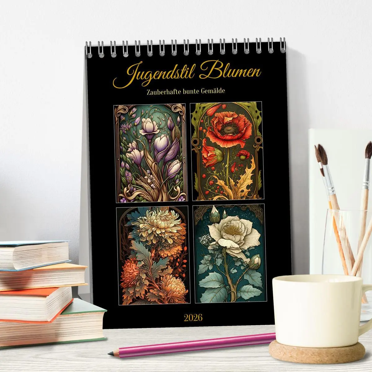 Bild: 9783516319422 | Jugendstil Blumen (Tischkalender 2026 DIN A5 hoch), CALVENDO...